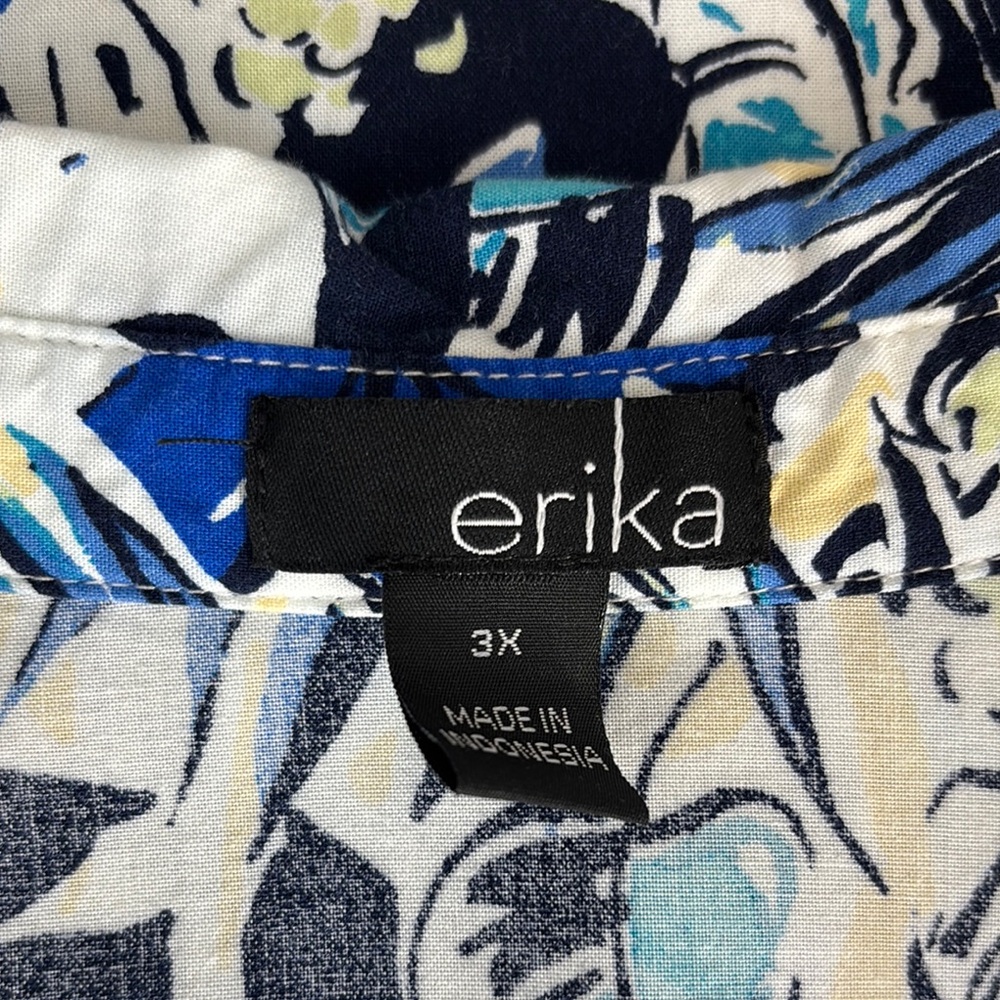 Erika Women's Button Down Shirt | Blue and Black Floral - Picture 6 of 7